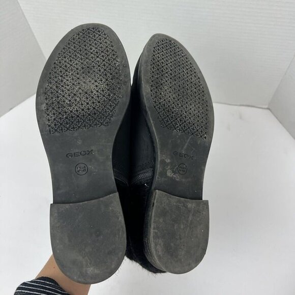 Geox Women's Black Leather Side Zipper Ankle Boots Fur Booties Sz 39.5 Capsule - Picture 7 of 9